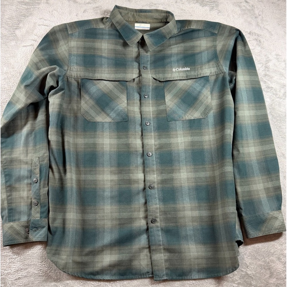 Columbia Omni-Wick Plaid Button Up Shirt Mens XL Outdoor Hiking